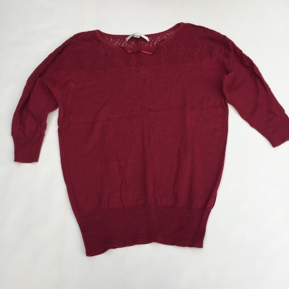 LC Lauren Conrad Crochet Detail 3/4 Sleeve Sweater - Picture 2 of 8